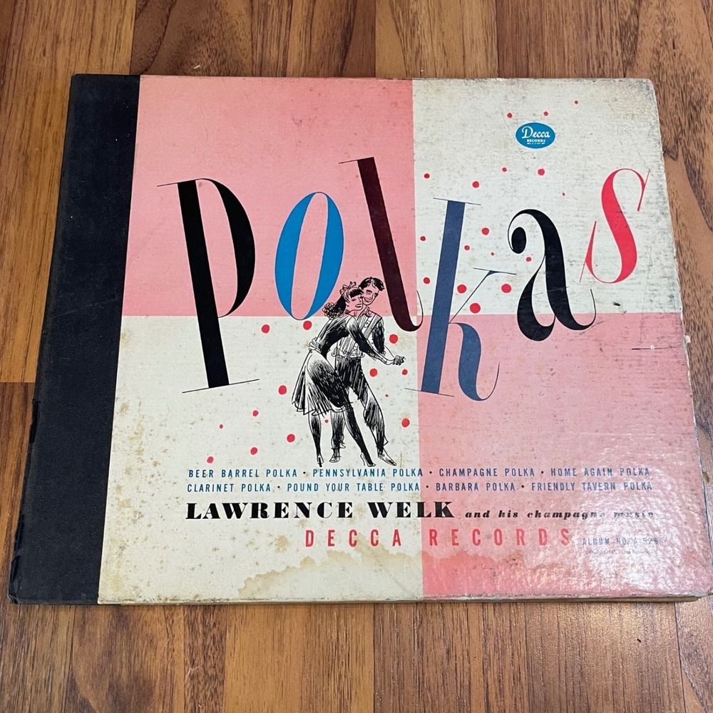Lawrence Welk Polkas Decca A-526 Vintage 78 RPM 10" Shellac Record Album Set 3/4